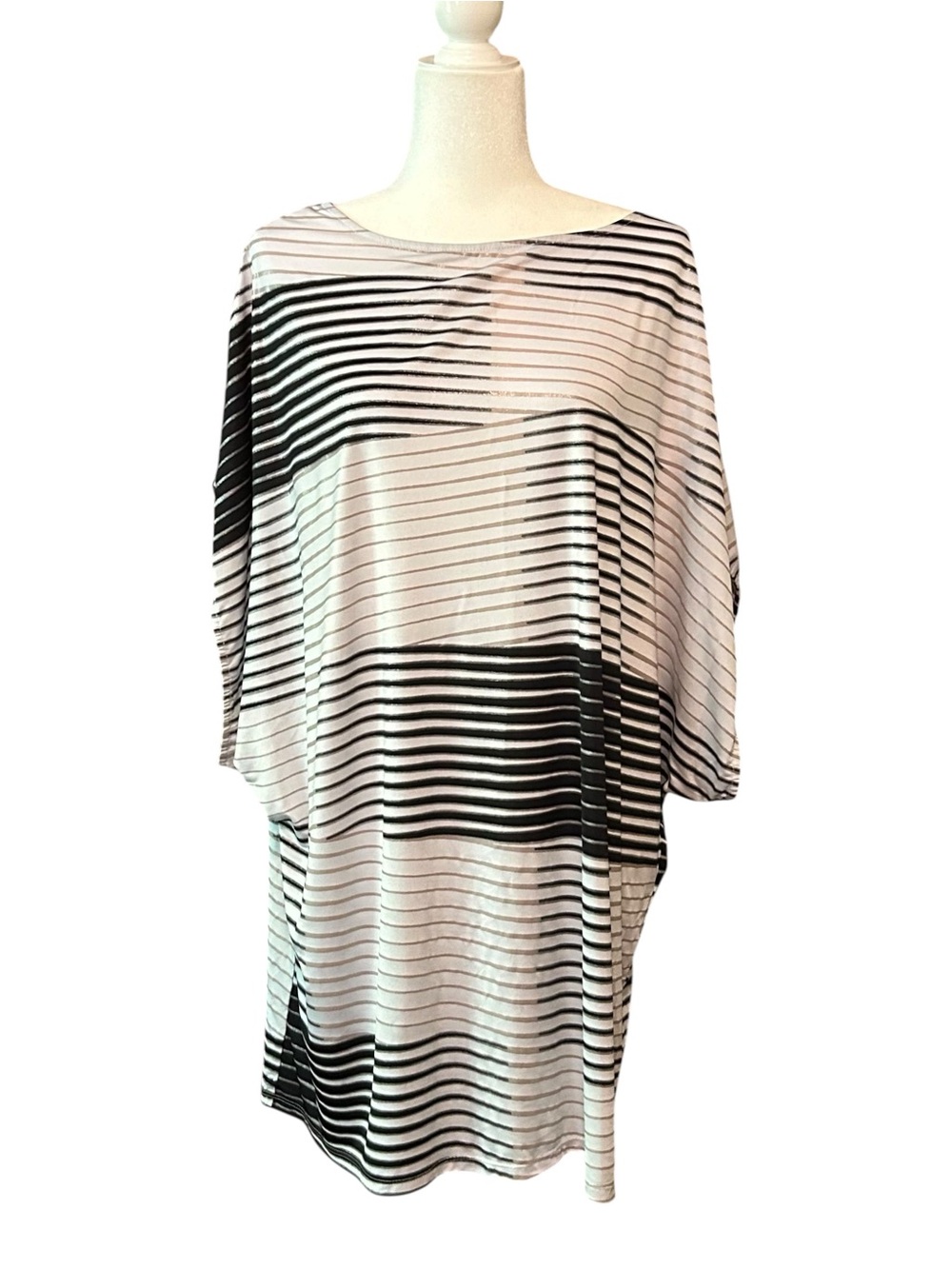 Lane Bryant Cacique Swim Striped Striped Dolman Sleeve Coverup Tunic Top 14/16